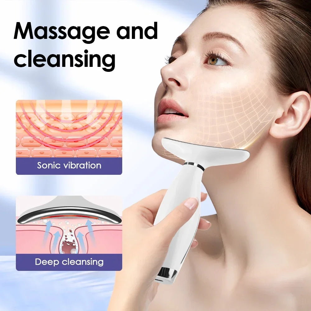Massageador Facial e Pescoço LED — 7 Cores e 7 Modos