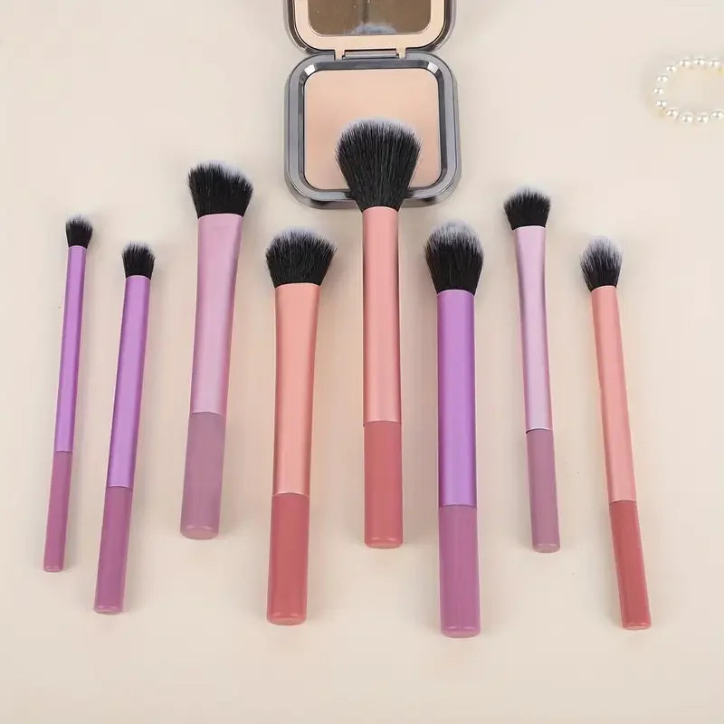 Kit de 8 Pincéis de Maquiagem — Cerdas Macias e Sintéticas