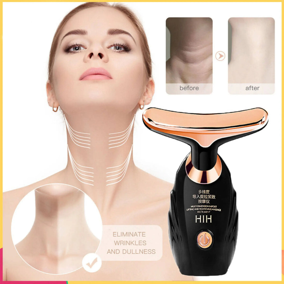 Massageador Facial LED Antirrugas e Antienvelhecimento