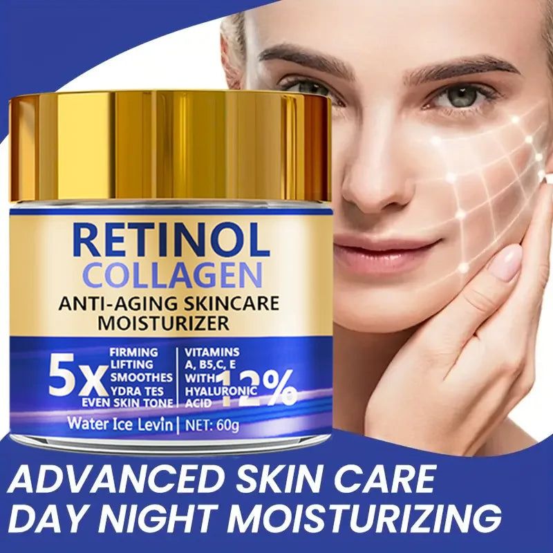 Creme Facial Retinol & Colágeno 60g – Hidratante Firmador Anti-Idade com Ácido Hialurônico