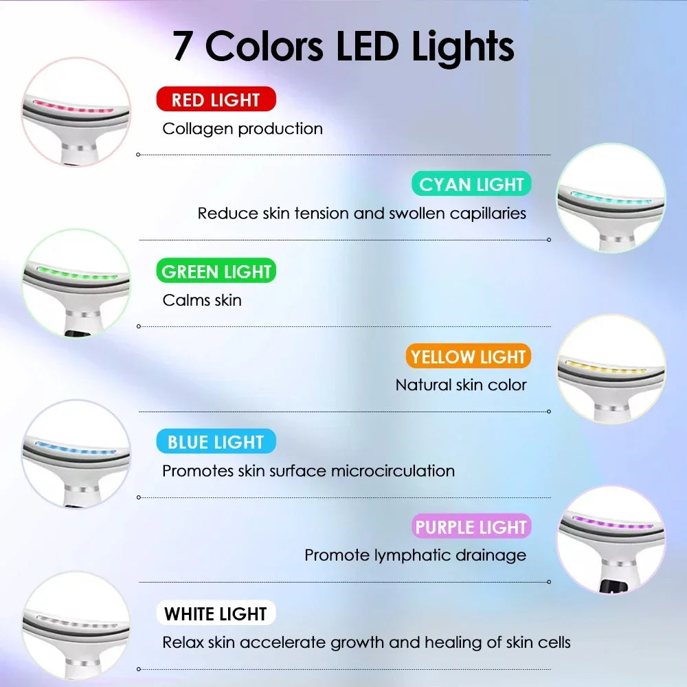 Massageador Facial e Pescoço LED — 7 Cores e 7 Modos