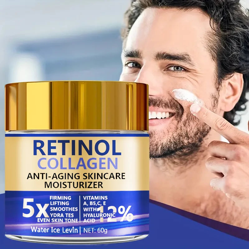 Creme Facial Retinol & Colágeno 60g – Hidratante Firmador Anti-Idade com Ácido Hialurônico