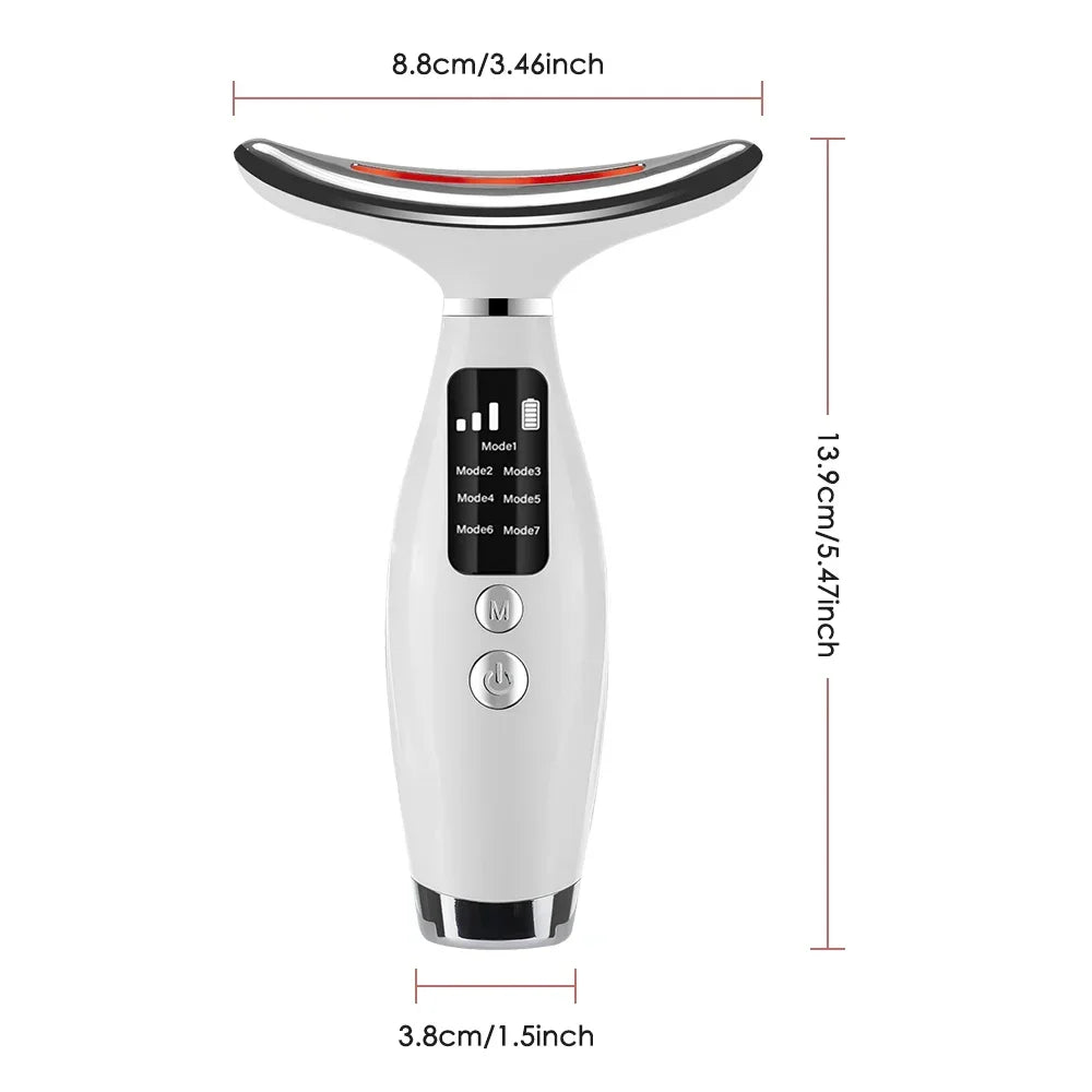 Massageador Facial e Pescoço LED — 7 Cores e 7 Modos