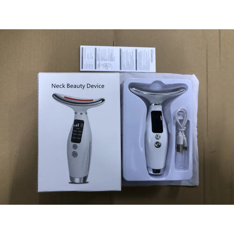 Massageador Facial e Pescoço LED — 7 Cores e 7 Modos