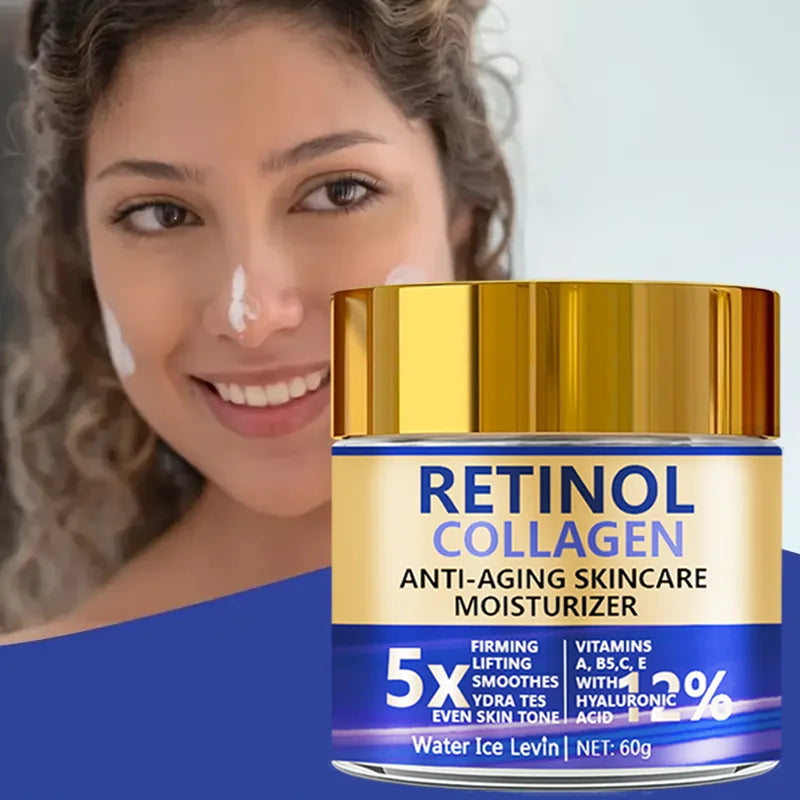 Creme Facial Retinol & Colágeno 60g – Hidratante Firmador Anti-Idade com Ácido Hialurônico