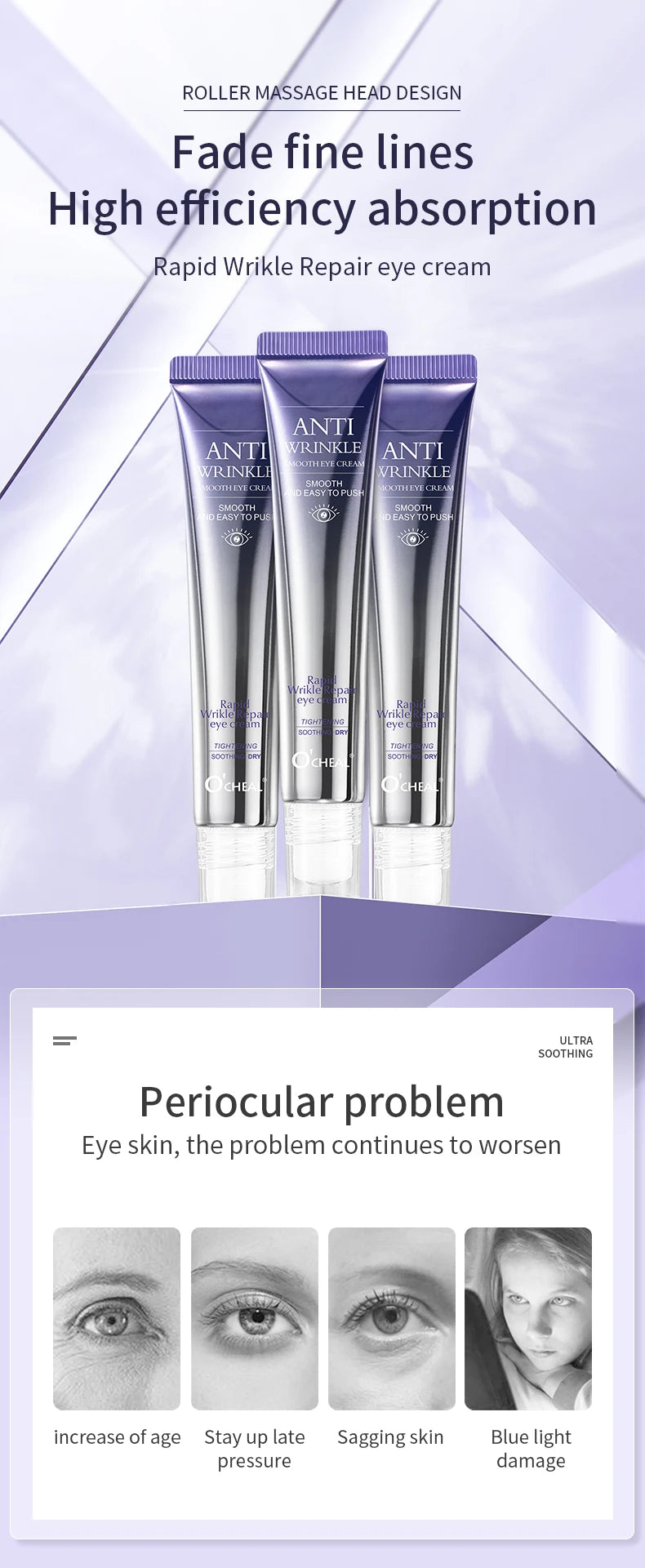 Creme para Área dos Olhos com Roller Massageador