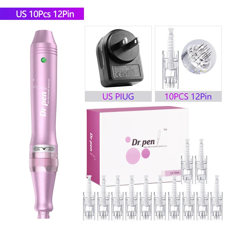 Dr. Pen Ultima M7 — Caneta Elétrica de Microagulhamento com 12 Cartuchos